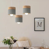 LED Hängelampe aus Holz im skandinavischen Morandi Design