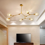 Moderner LED Glas Kronleuchter mit verstellbaren Lampenköpfen