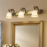 Blumenförmige Spiegelleuchte mit drehbarem Lampenkopf