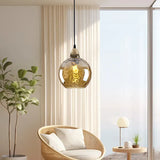 Nordische Pendelleuchte aus Glas mit handgefertigten Wellenmustern