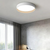 Dimmbare LED Deckenleuchte rund in Holzoptik für das Schlafzimmer