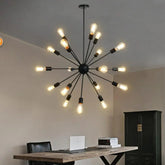 Sputnik Kronleuchter im industriellen Stil aus schwarzem Metall