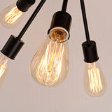 Sputnik Kronleuchter im industriellen Stil aus schwarzem Metall