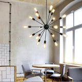 Sputnik Kronleuchter im industriellen Stil aus schwarzem Metall