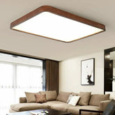 Flache LED Deckenleuchte aus massiver Eiche