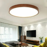 Flache LED Deckenleuchte aus massiver Eiche