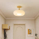 LED Deckenleuchte aus Glas mit Holzrahmen für Flur