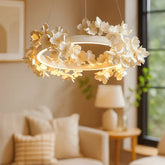 LED Pendelleuchte mit ringförmigem Blumendesign