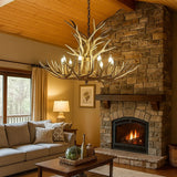 Landhausstil Kronleuchter im Geweih-Design für das Wohnzimmer