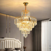 Luxuriöser Facettierter Kristall Kronleuchter mit Mehrstöckigem Design