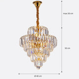 Luxuriöser Facettierter Kristall Kronleuchter mit Mehrstöckigem Design