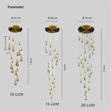 Luxus Glas Kronleuchter mit Wassertropfen für Treppenhäuser