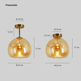 Moderne LED Deckenleuchte mit halbtransparenter Glaskugel für Flur