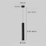 Moderne LED Pendelleuchte in Schwarz mit Zylinderform für Esszimmer