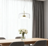 Moderne dimmbare LED Pendelleuchte aus Glas für Esszimmer