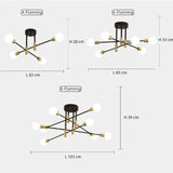 Moderne mehrflammige LED-Deckenleuchte, 360° drehbar