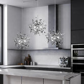 Moderner Edelstahl Kronleuchter in Blütenform für Ihr Esszimmer