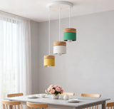 LED Hängelampe aus Holz im skandinavischen Morandi Design