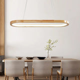 Ovale Pendelleuchte aus Eiche im skandinavischen Design für das Esszimmer