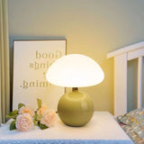Moderne französische Nachttischlampe in Creme mit Pilz-Design