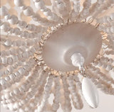 Retro Weiße Kronleuchter mit Holzperlen
