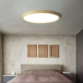 Holz LED Deckenleuchte rund flach für Schlafzimmer