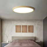 Holz LED Deckenleuchte rund flach für Schlafzimmer