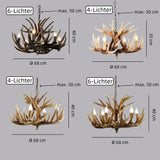 Rustikaler Kronleuchter im Landhausstil mit Geweih-Design und Kerzenhaltern