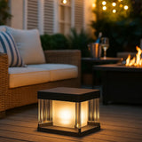 Solar LED Sockelleuchte quaderförmig in Schwarz für Garten