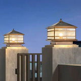 Solar Sockelleuchte im Lanternenstil aus Kupfer und Glas