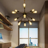 Sputnik Kronleuchter im industriellen Stil aus schwarzem Metall