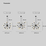 Sputnik Kronleuchter im industriellen Stil aus schwarzem Metall