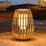 Stehlampe Outdoor Solar mit Bambusoptik Tragbar