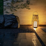 Stehlampe Outdoor Solar mit Bambusoptik Tragbar