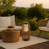 Stehlampe Outdoor Solar mit Bambusoptik Tragbar