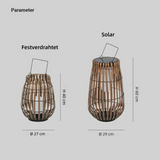 Stehlampe Outdoor Solar mit Bambusoptik Tragbar
