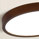 Flache LED Deckenleuchte aus massiver Eiche