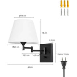 Verstellbare LED-Wandleuchte mit klassischem Lampenschirm für Schlafzimmer