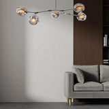 Moderner LED Glas Kronleuchter mit verstellbaren Lampenköpfen