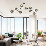 Moderner LED Glas Kronleuchter mit verstellbaren Lampenköpfen