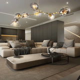 Moderner LED Glas Kronleuchter mit verstellbaren Lampenköpfen