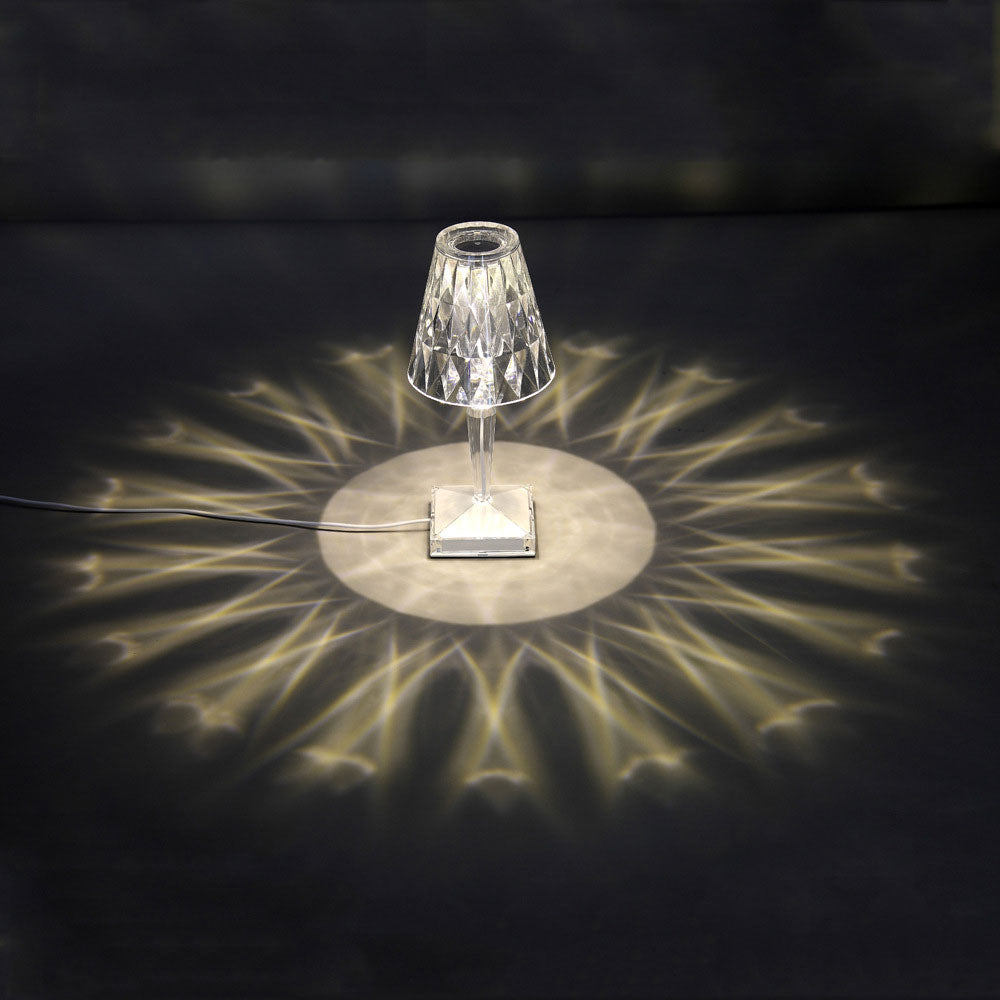 Acryl Kristall Diamant Tischlampe mit Dreifarbigem Licht - Clowas.de