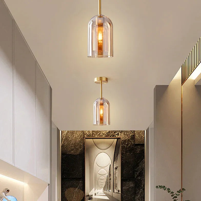 Deckenleuchte antik messing französisch Vintage Glas Flur - Clowas.de