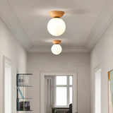 Deckenleuchte Esszimmer hängend Nordisch Holz Milchweißer Ball - Clowas.de