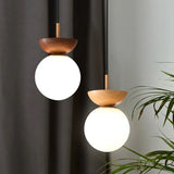 Deckenleuchte Esszimmer hängend Nordisch Holz Milchweißer Ball - Clowas.de