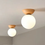 Deckenleuchte Esszimmer hängend Nordisch Holz Milchweißer Ball - Clowas.de