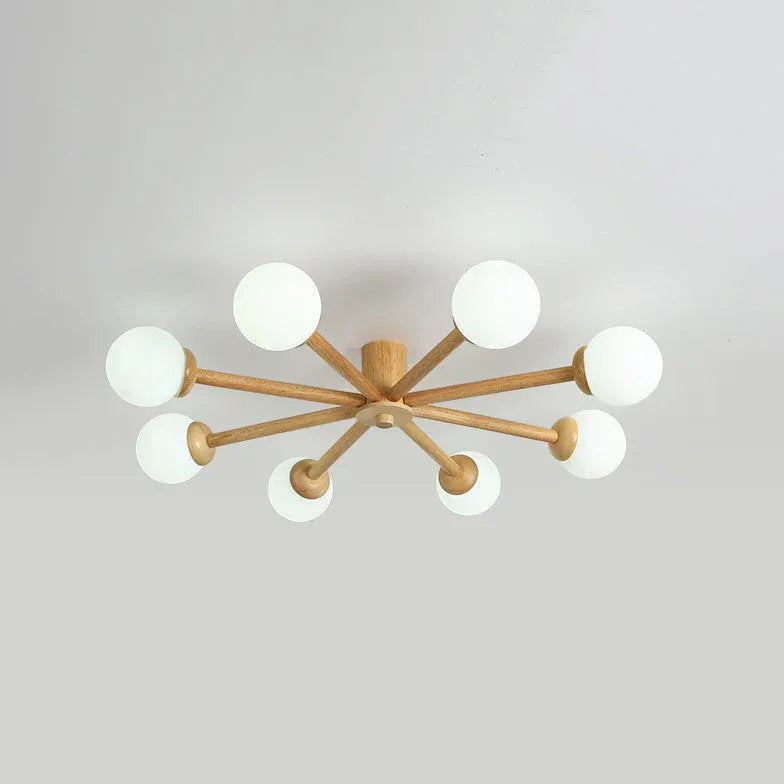 Deckenleuchte Kugel Weiß LED Nordisch Holz - Clowas.de