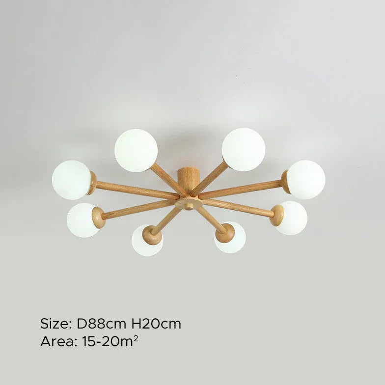 Deckenleuchte Kugel Weiß LED Nordisch Holz - Clowas.de