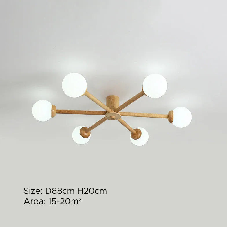 Deckenleuchte Kugel Weiß LED Nordisch Holz - Clowas.de