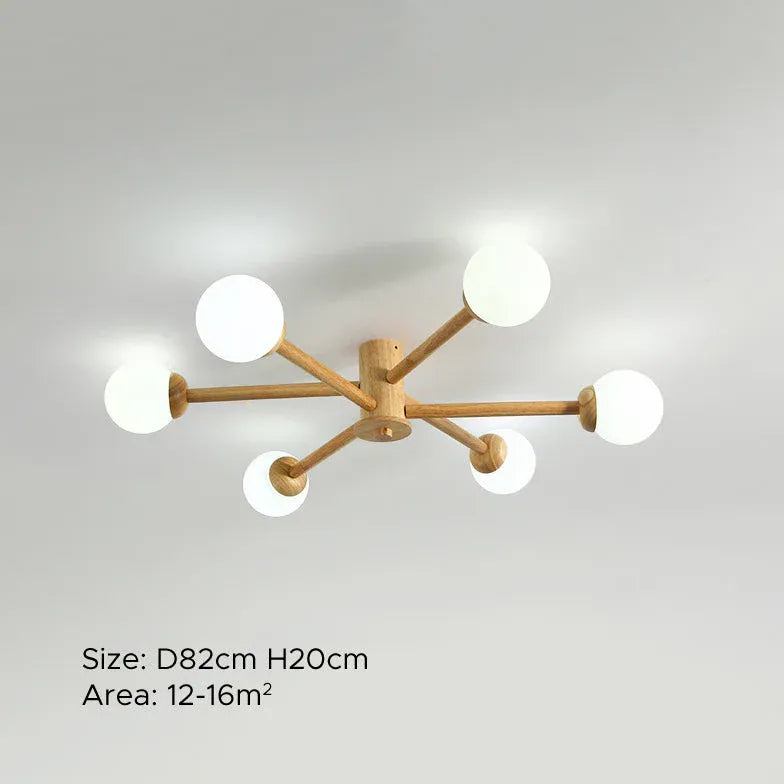 Deckenleuchte Kugel Weiß LED Nordisch Holz - Clowas.de